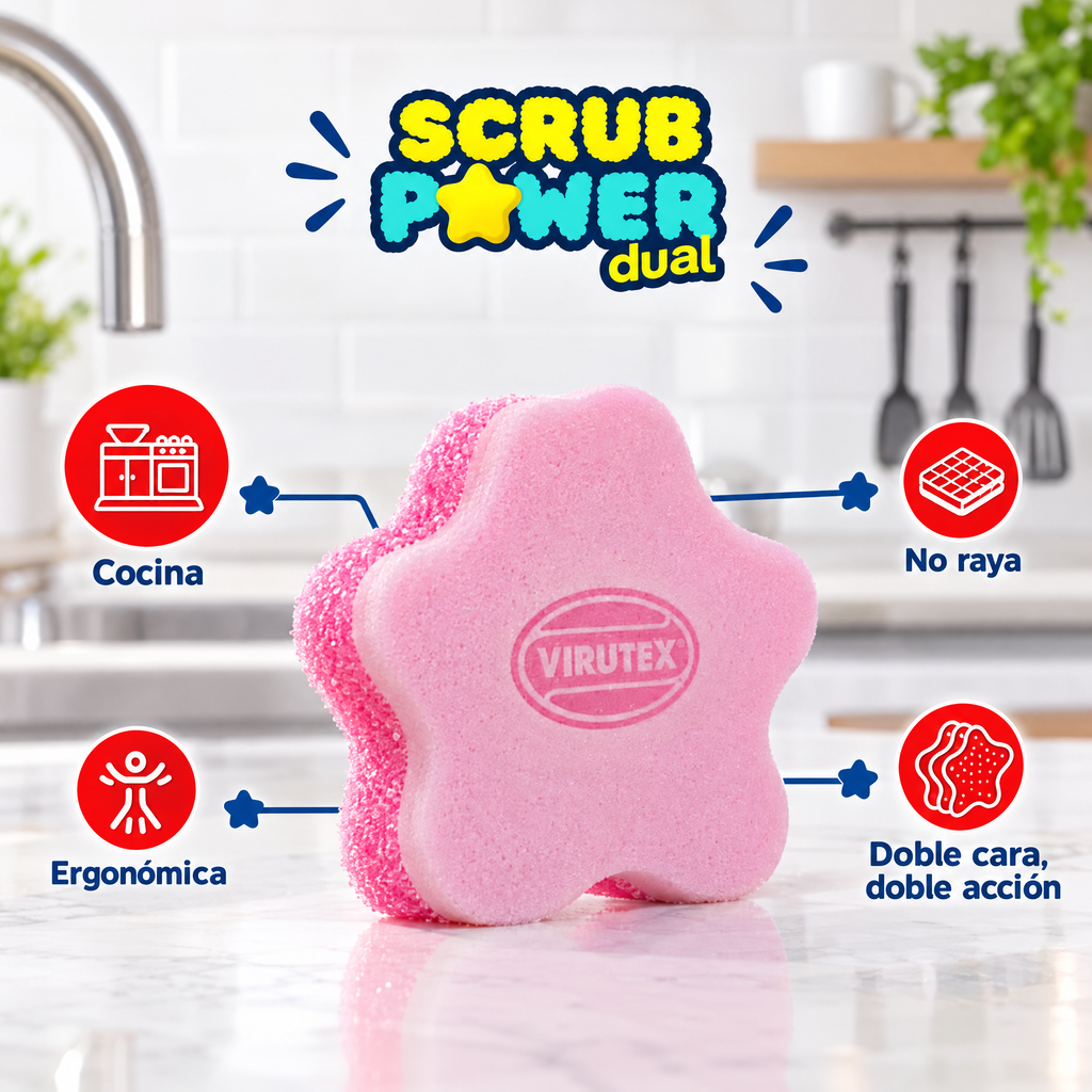 Esponja Scrub Power Dual Virutex · Doble Cara · No Raya