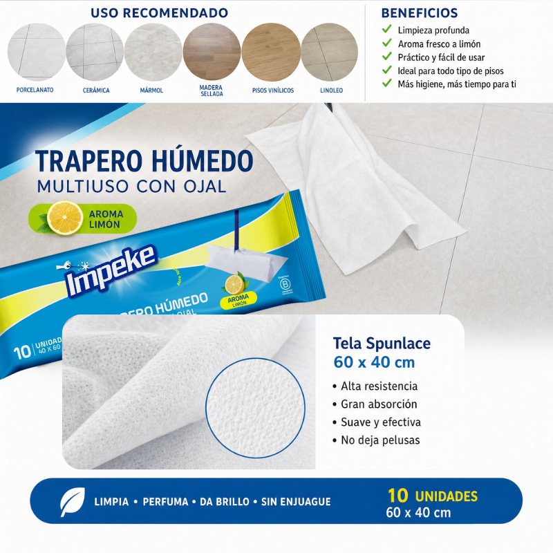 Trapo de Piso Descartable (10u.) Impeke