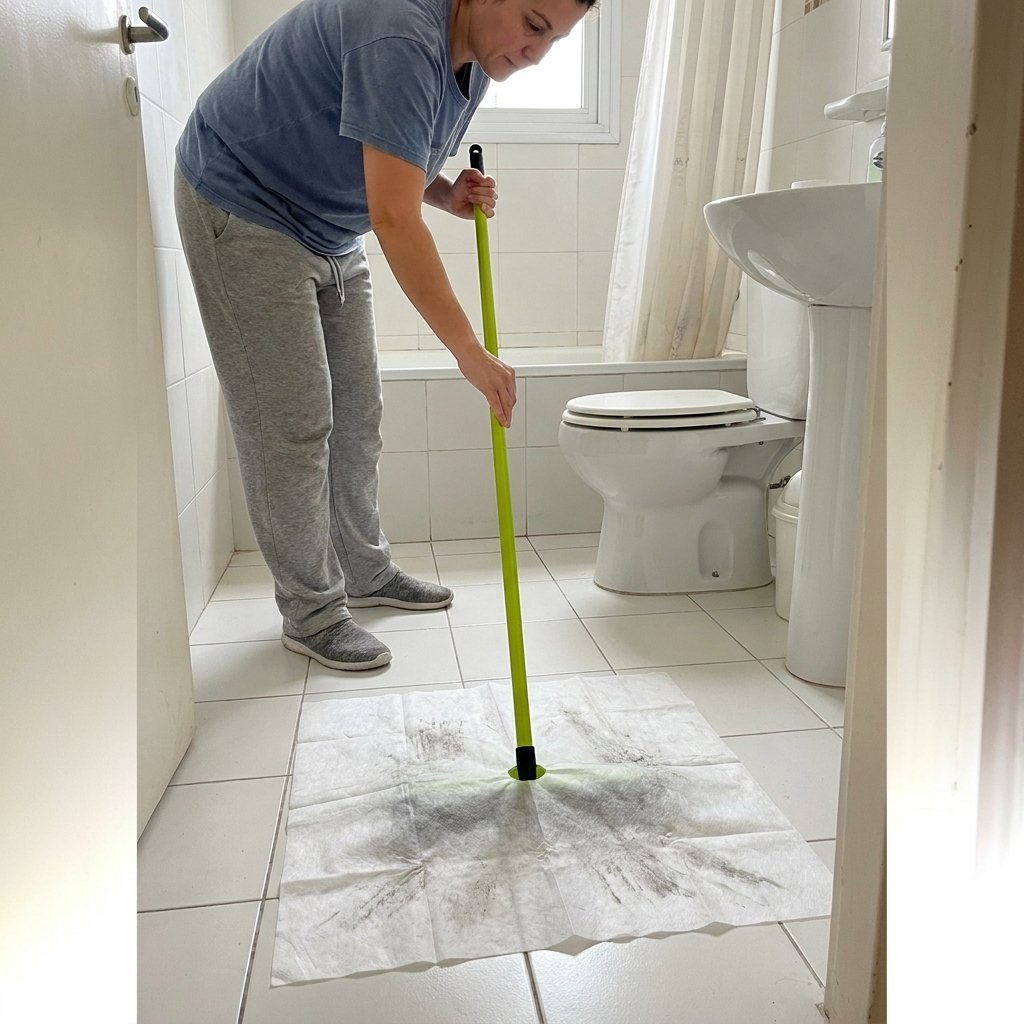 Persona usando el trapo de piso Impeke en su casa